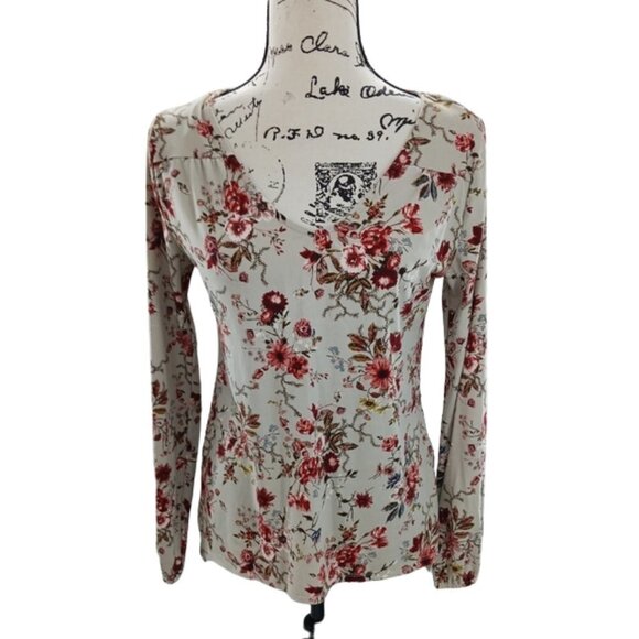 Daytrip Floral Blouse Womens Size XS Long Sleeve V-Neck Lightweight Stretch - Picture 1 of 5